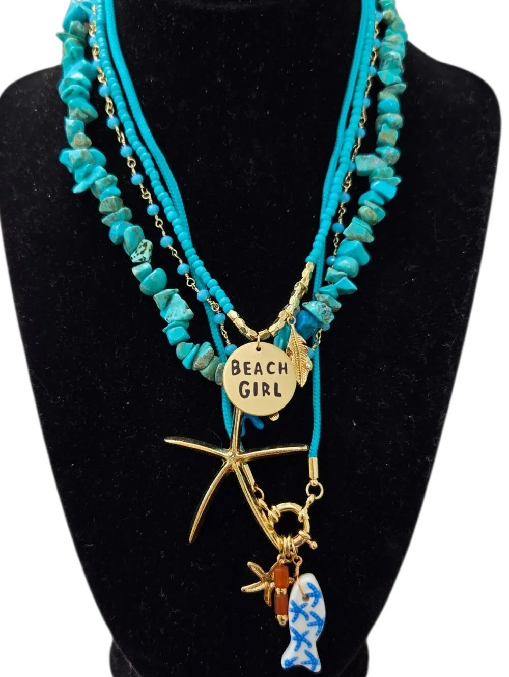 SET! Multi Layer Beaded BEACH GIRL Necklace -